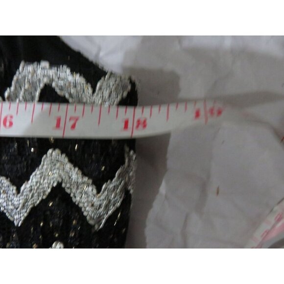 Alex Evenings Embellished Sequined Black & White Chevron Cocktail Shell & Jacket - Picture 5 of 7